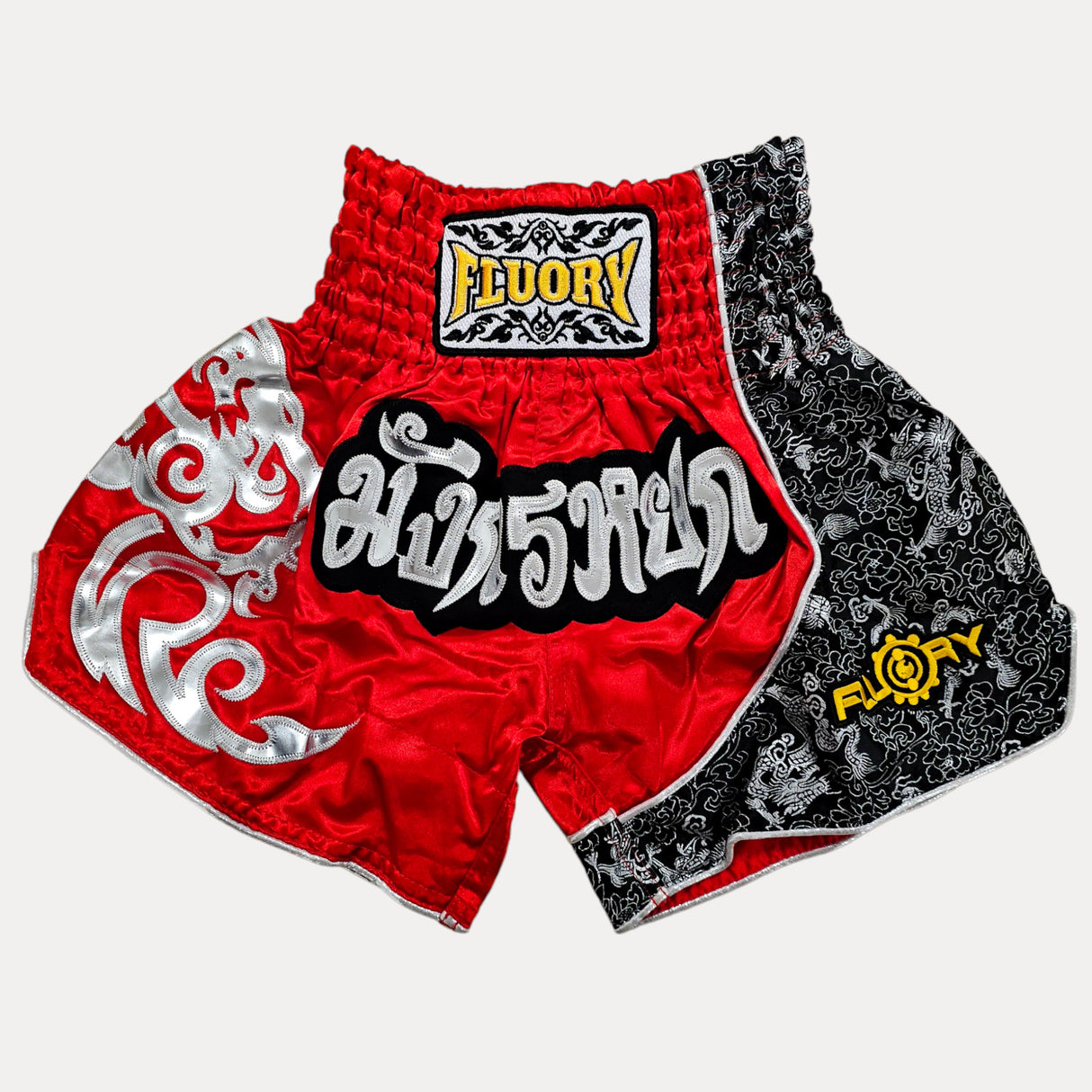 Fluory Silver Leaf Kids Muay Thai Shorts Fight Co