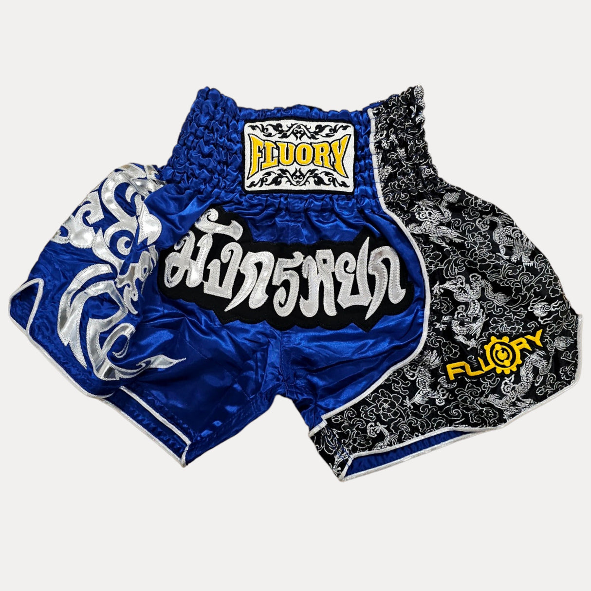 Fluory Silver Leaf Muay Thai Shorts Fight Co