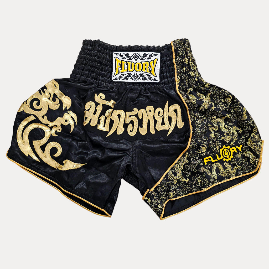 Fluory Gold Leaf Muay Thai Shorts Fight Co