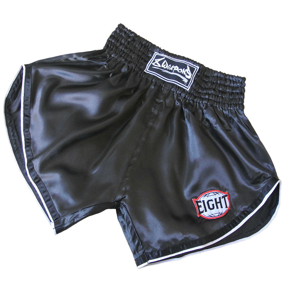 8 WEAPONS Muay Thai Shorts, Retro, black-red 8 WEAPONS