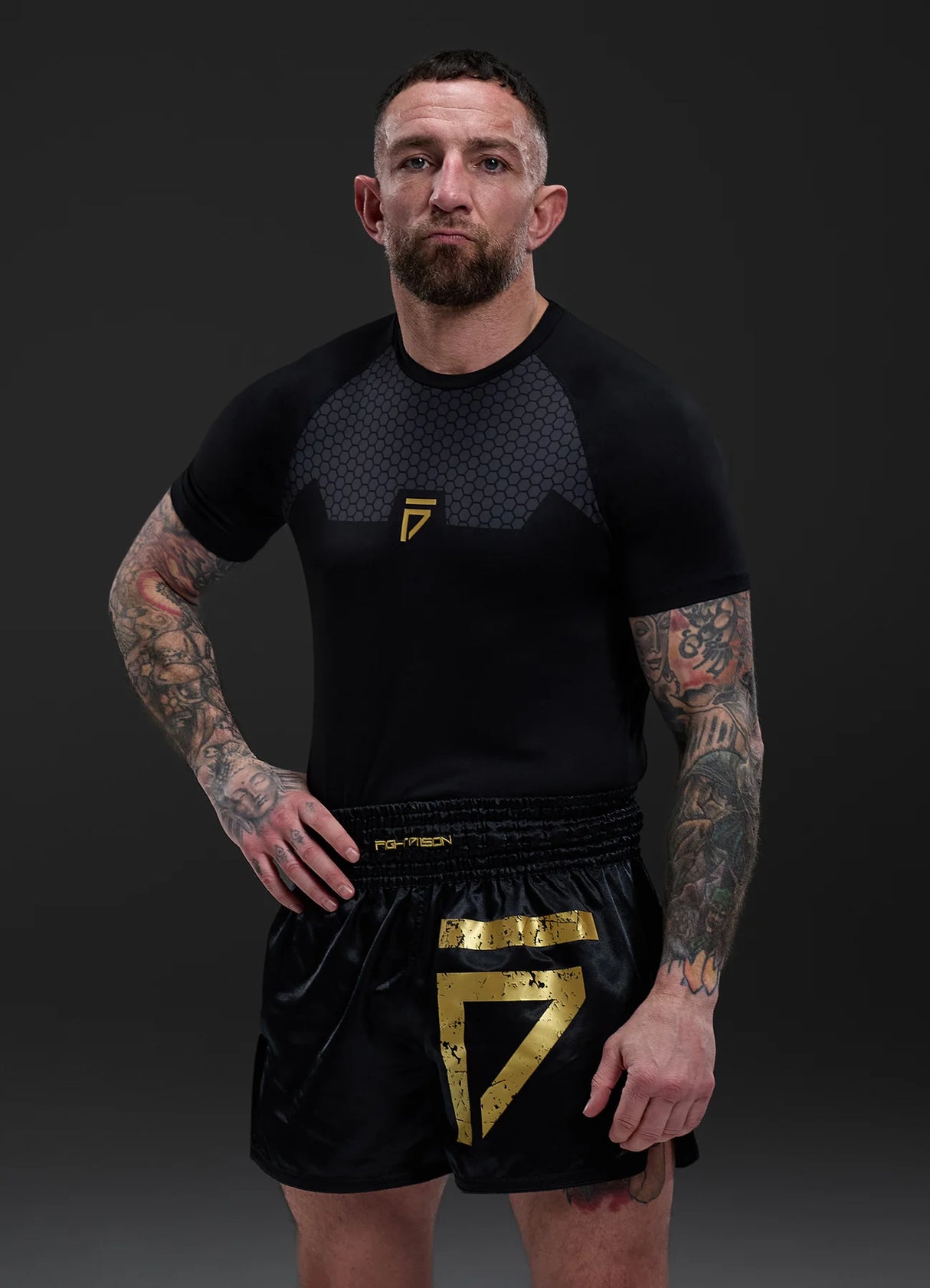 Gym King Fight Division Combat Short Sleeve Rash Guard