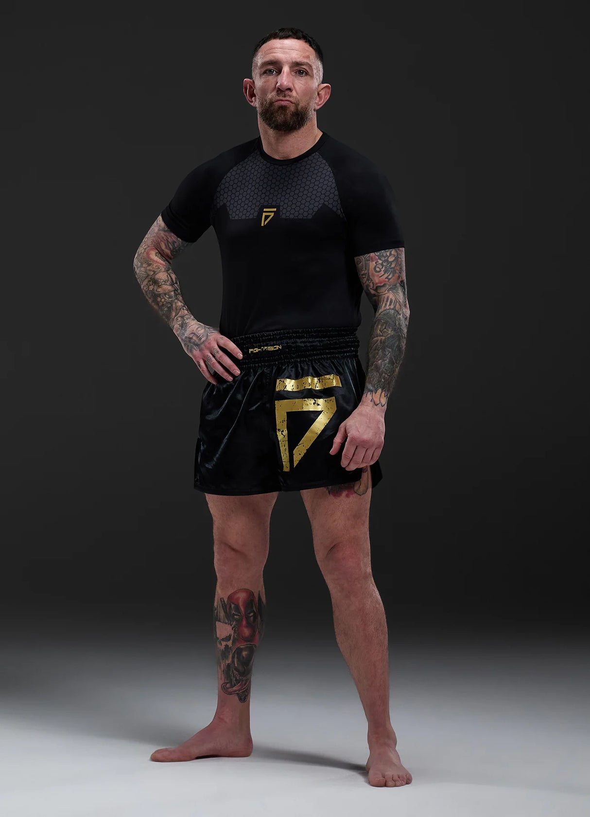 Gym King Fight Division Muay Thai Boxing Shorts - Black/Gold