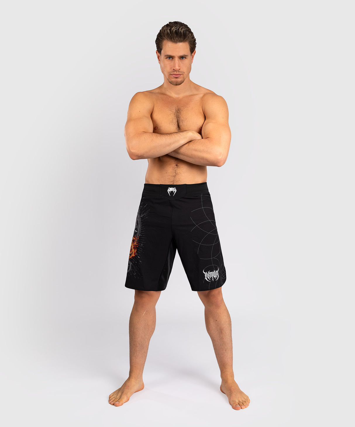 Venum Gladiator 5.0 Men’s Fight Shorts - Black/Silver