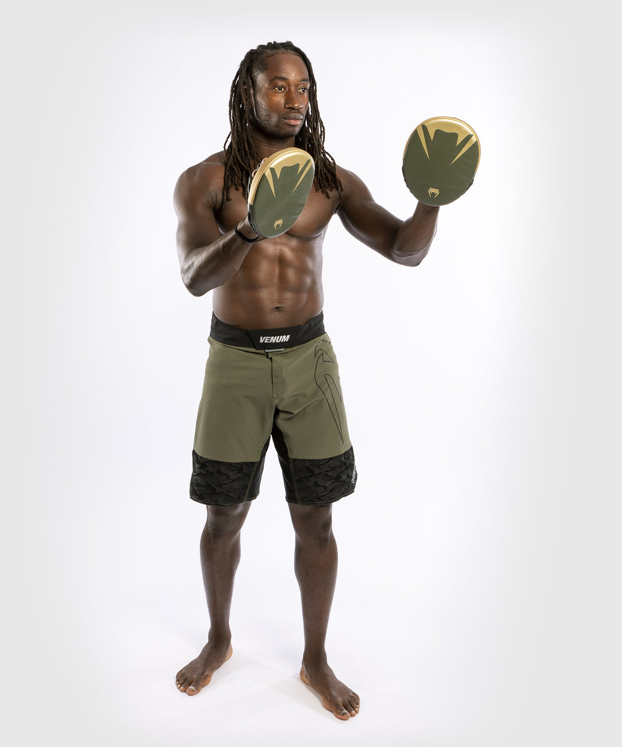 Venum Pro Boxing Flat Punch Mitts - Khaki/Gold