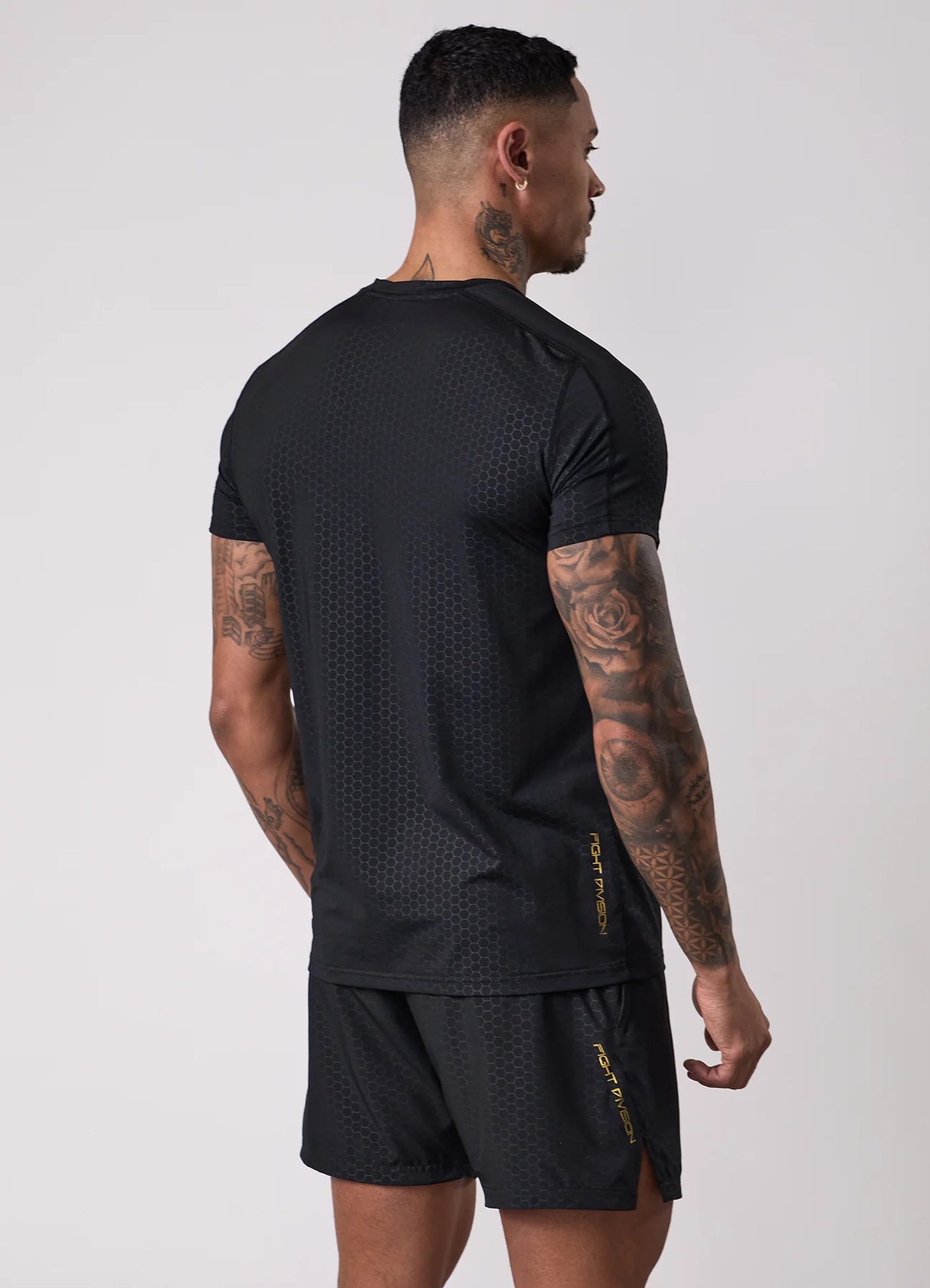 Gym King Fight Division Debossed Training T-Shirt - Black/Gold