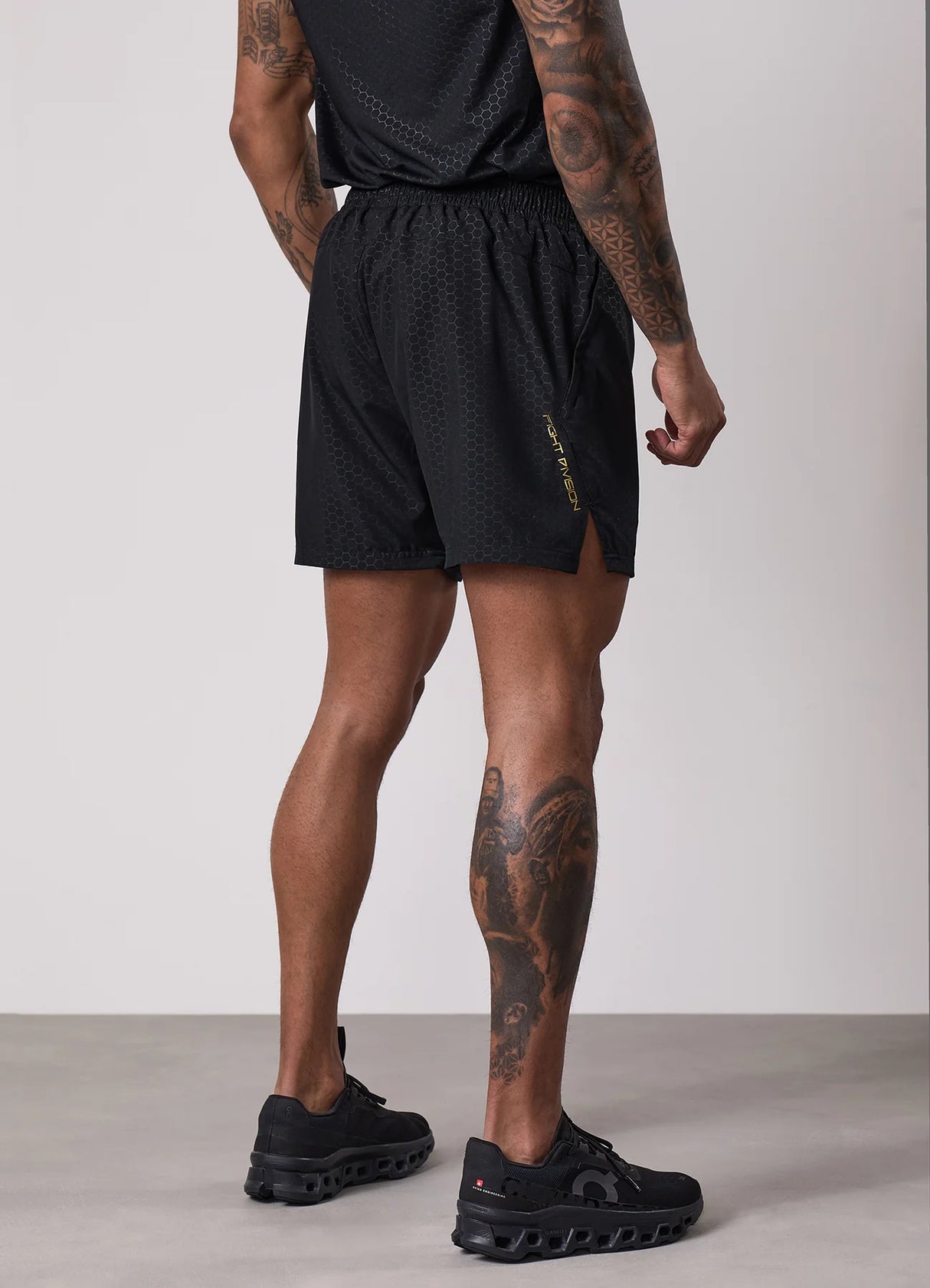 Gym King Fight Division Debossed Training 5" Short - Black/Gold