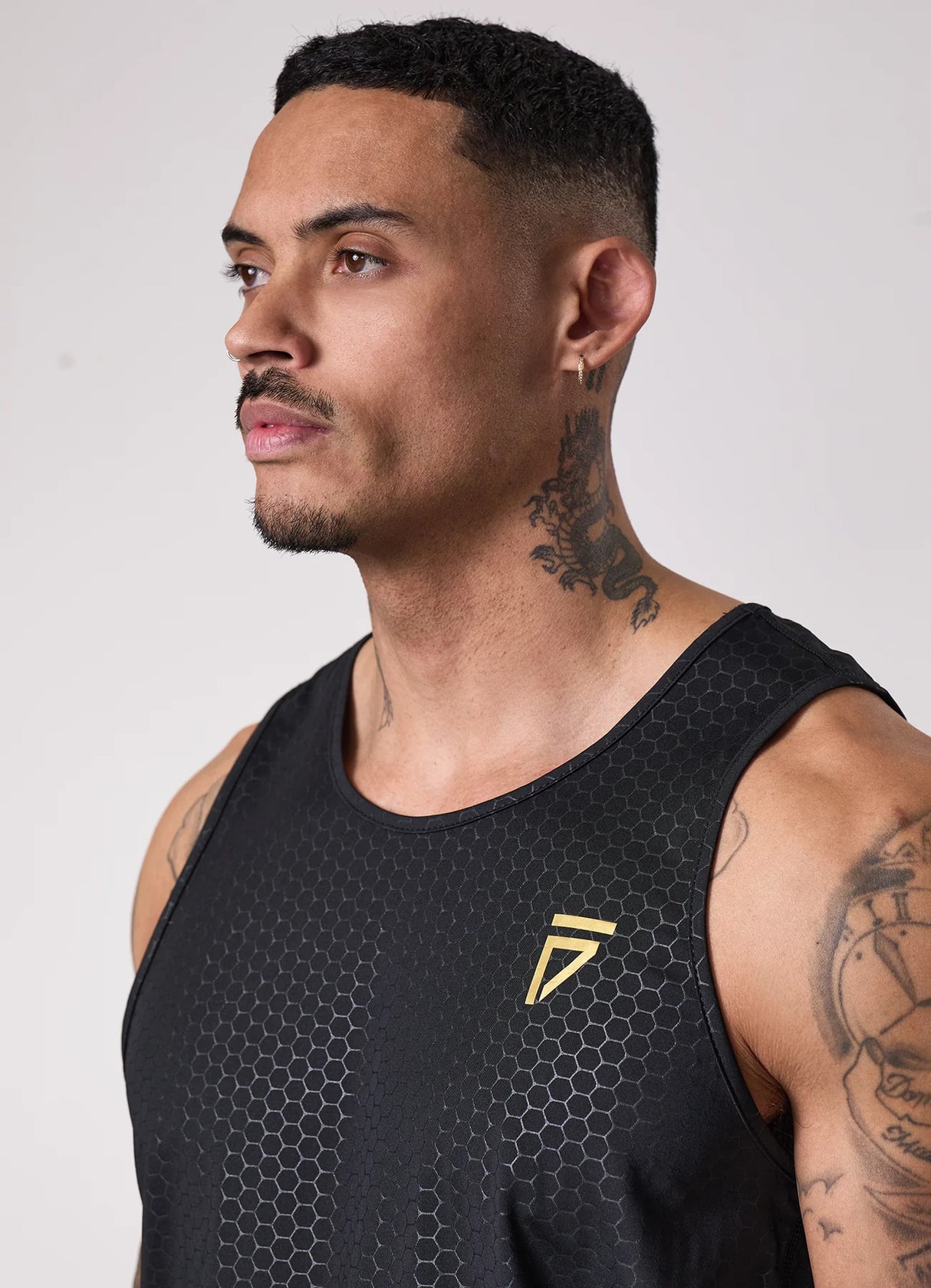 Gym King Fight Division Debossed Training Vest - Black/Gold
