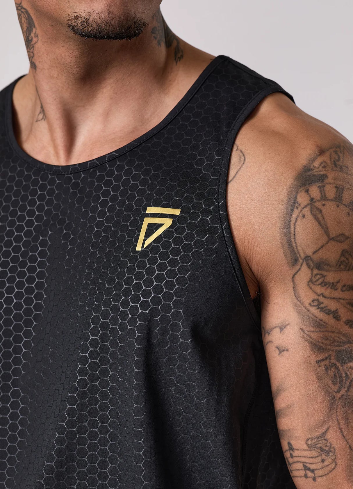 Gym King Fight Division Debossed Training Vest - Black/Gold