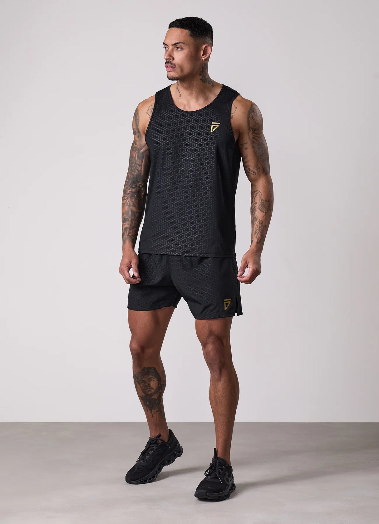 Gym King Fight Division Debossed Training Vest - Black/Gold