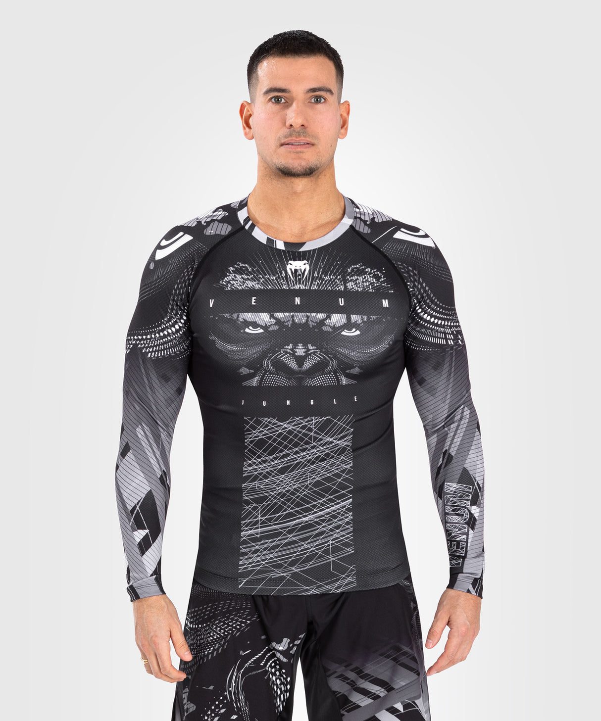 Venum Gorilla Jungle Long Sleeve Rash Guard - Black/White