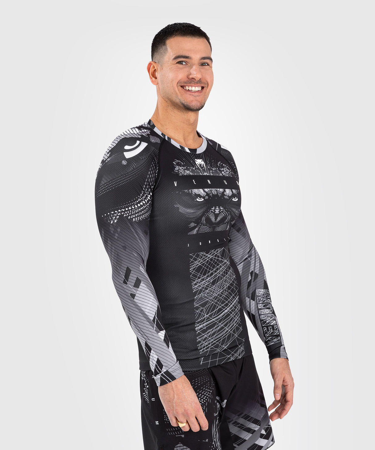 Venum Gorilla Jungle Long Sleeve Rash Guard - Black/White