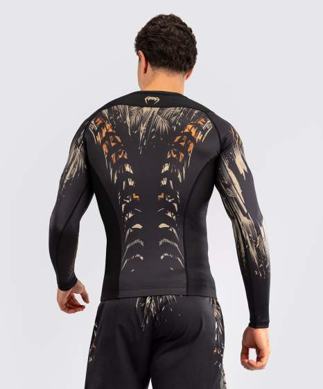 Venum Tiger Men's Long Sleeve Rash Guard - Black/Neon Orange