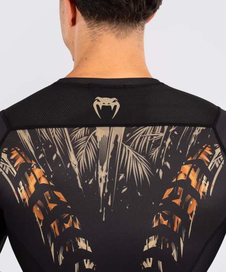 Venum Tiger Men's Long Sleeve Rash Guard - Black/Neon Orange