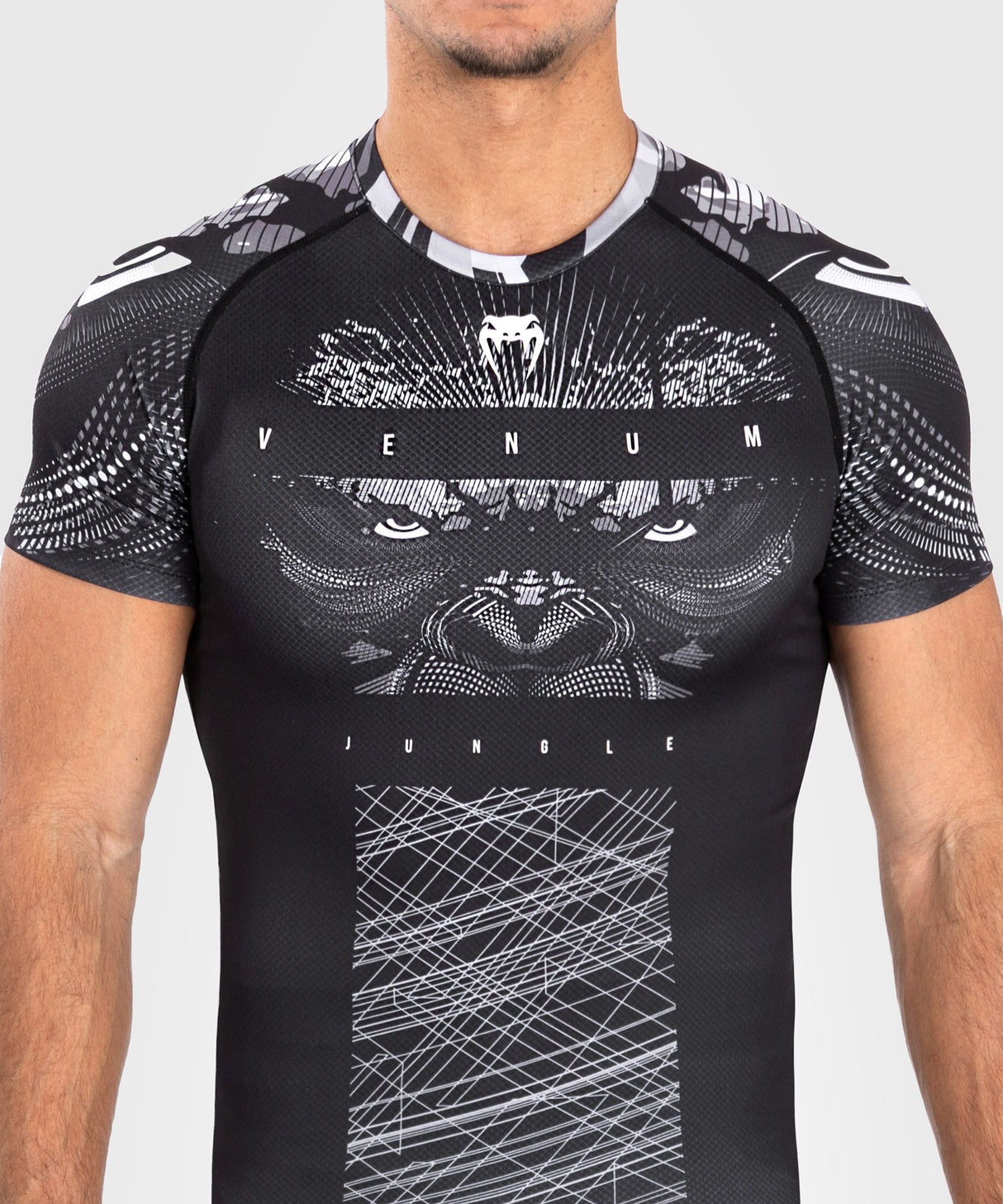 Venum Gorilla Jungle Short Sleeve Rash Guard - Black/White