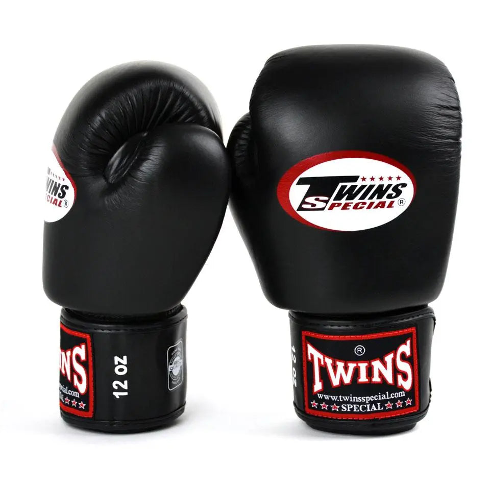 Twins Special Black Boxing Gloves Front and Side Image