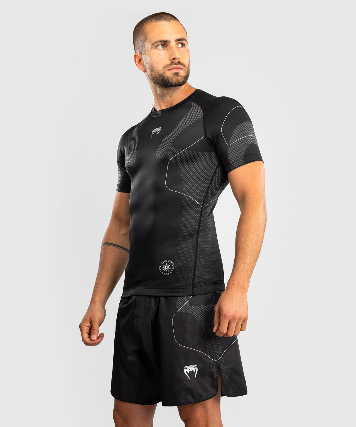 Venum Nexus Short Sleeve Rash Guard - Black/Silver