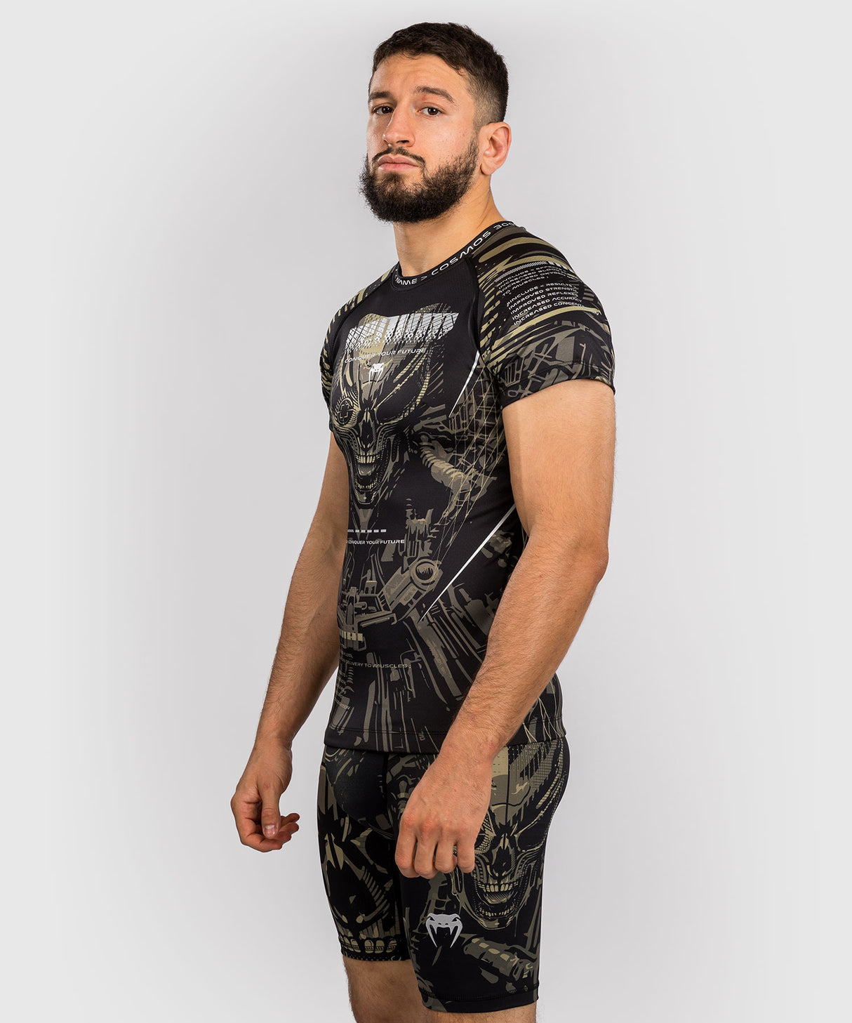 Venum Invader Short Sleeve Rash Guard - Black/Sand