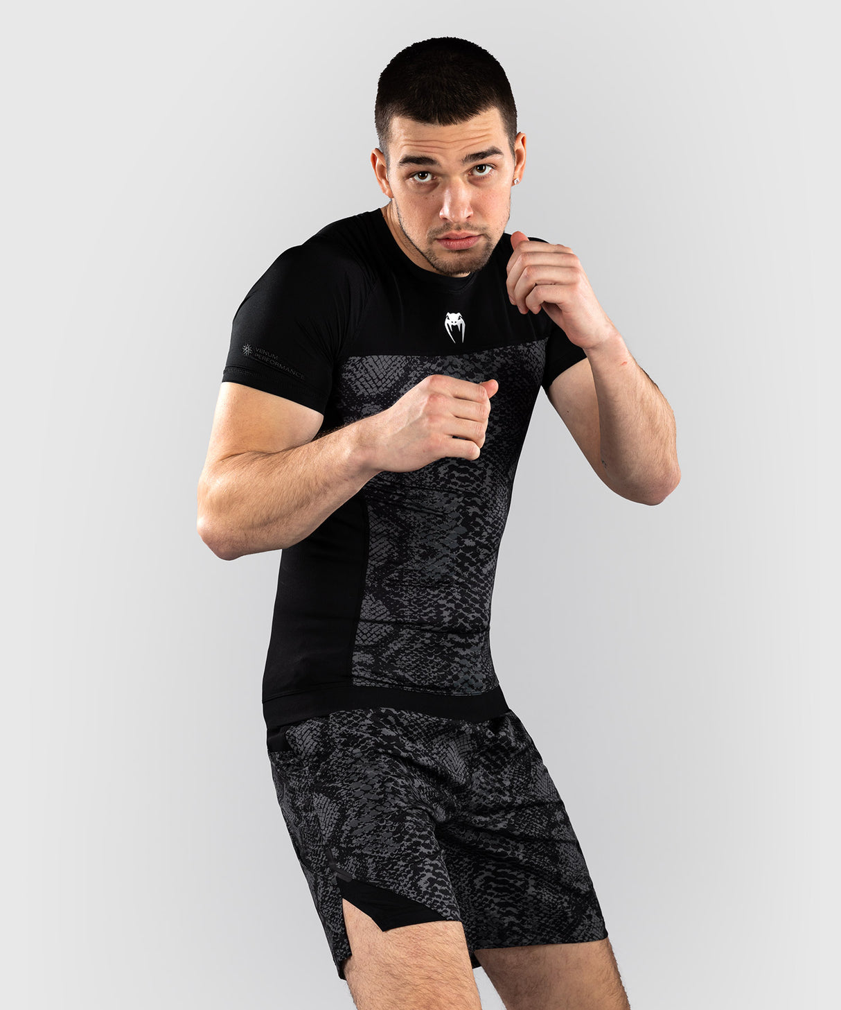 Venum G-Fit Scales Men's Short Sleeve Rash Guard - Black/Grey