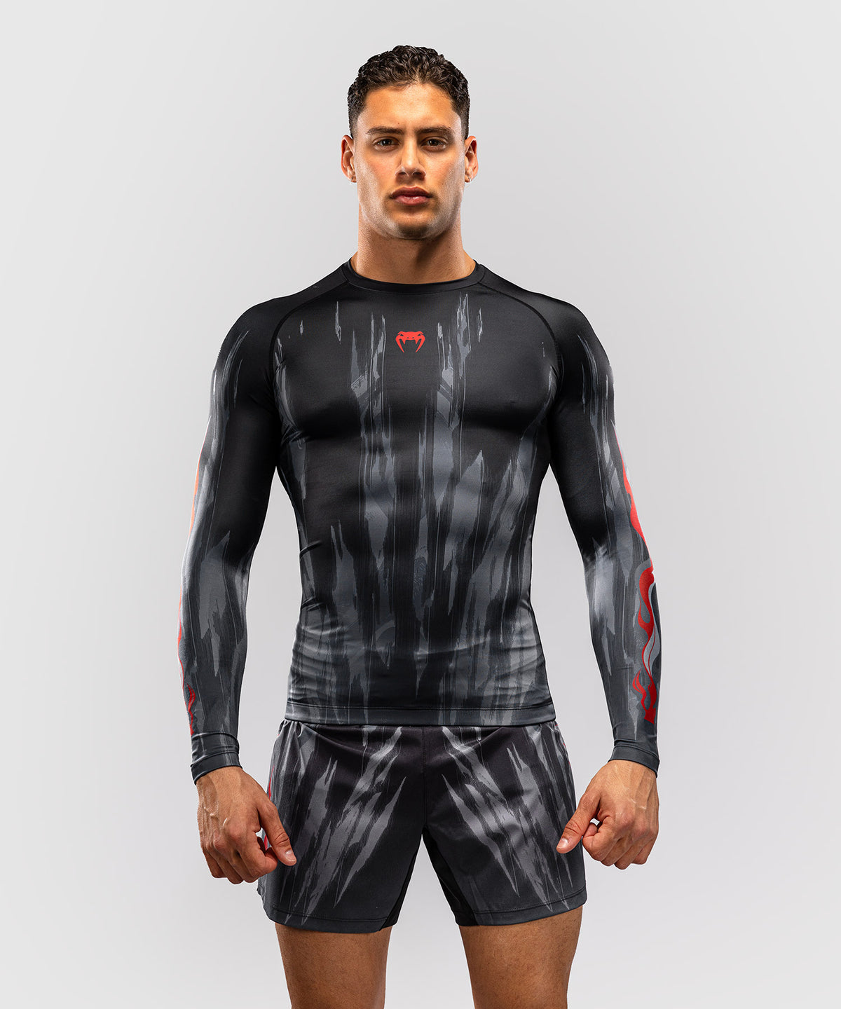 Venum Demon Long Sleeve Rash Guard - Black/Grey