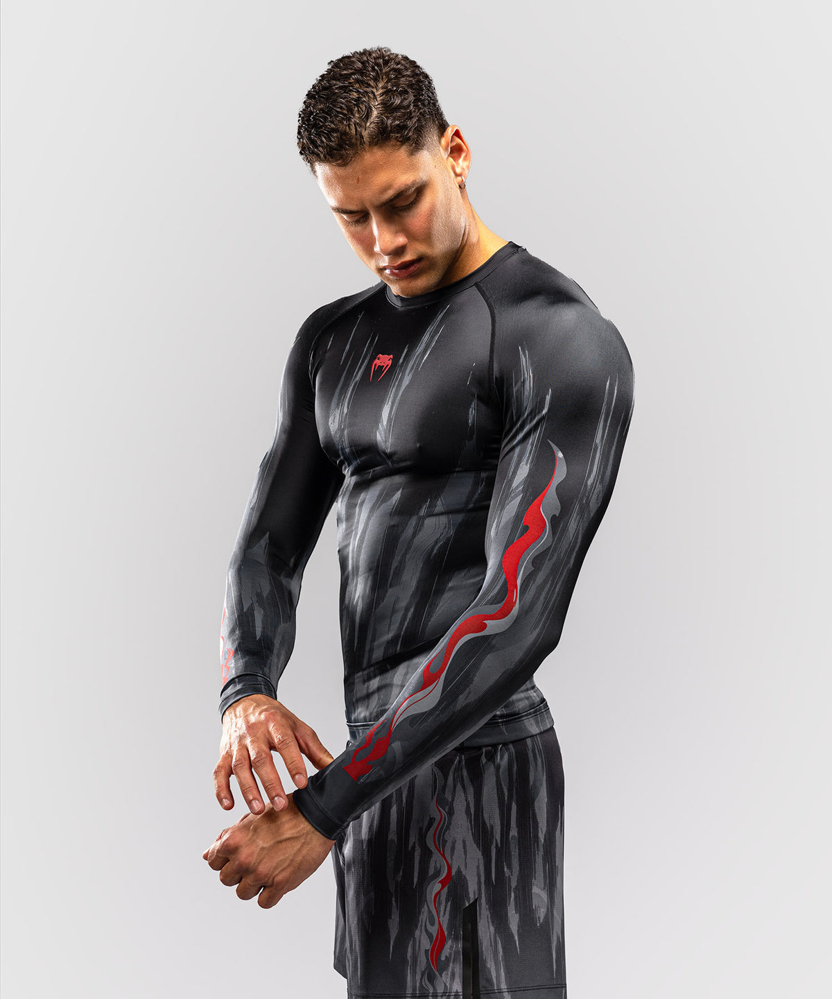 Venum Demon Long Sleeve Rash Guard - Black/Grey