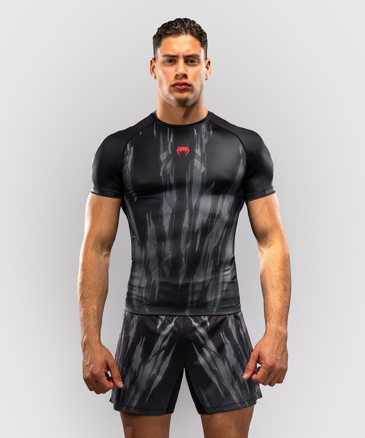 Venum Demon Short Sleeve Rash Guard - Black/Grey