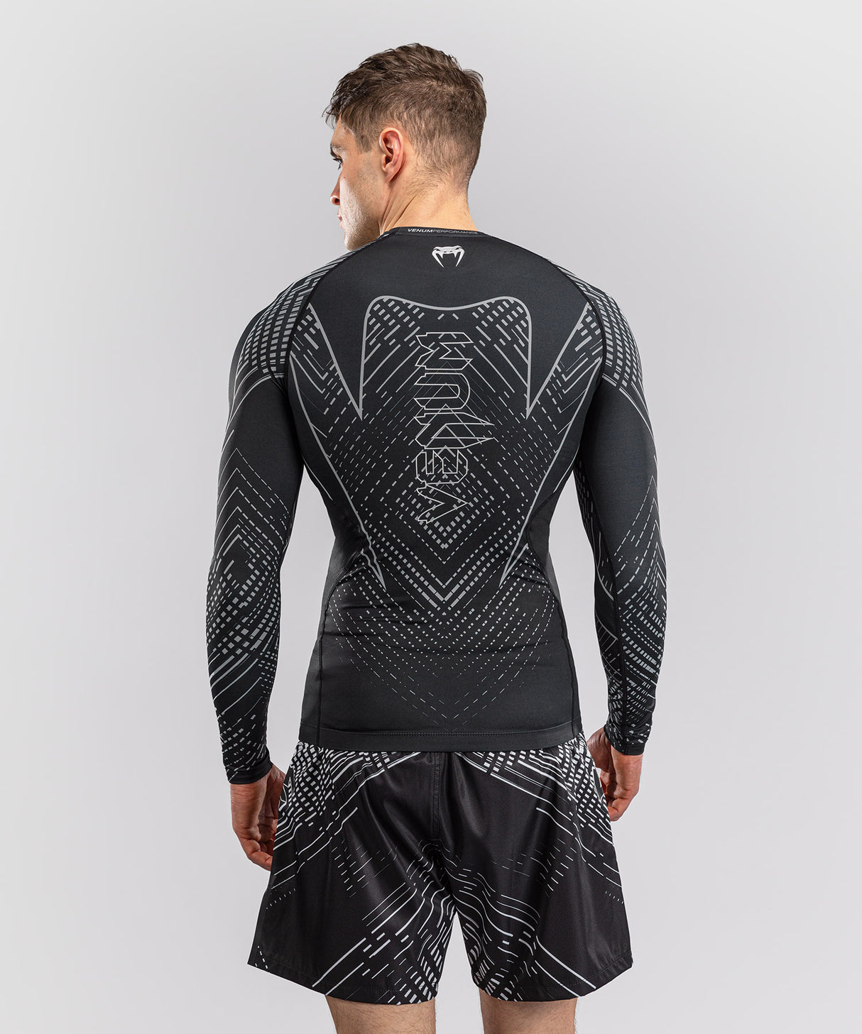 Venum Midnight Fury Long Sleeve Rash Guard - Black/Grey/Silver