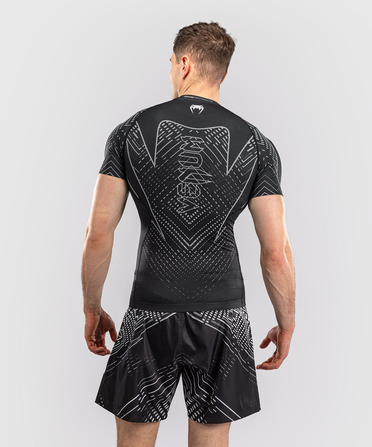 Venum Midnight Fury Short Sleeve Rash Guard - Black/Grey/Silver