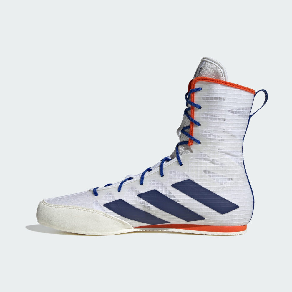 Adidas Box Hog 4 Boxing Boots - White/Dark Blue/Royal Blue