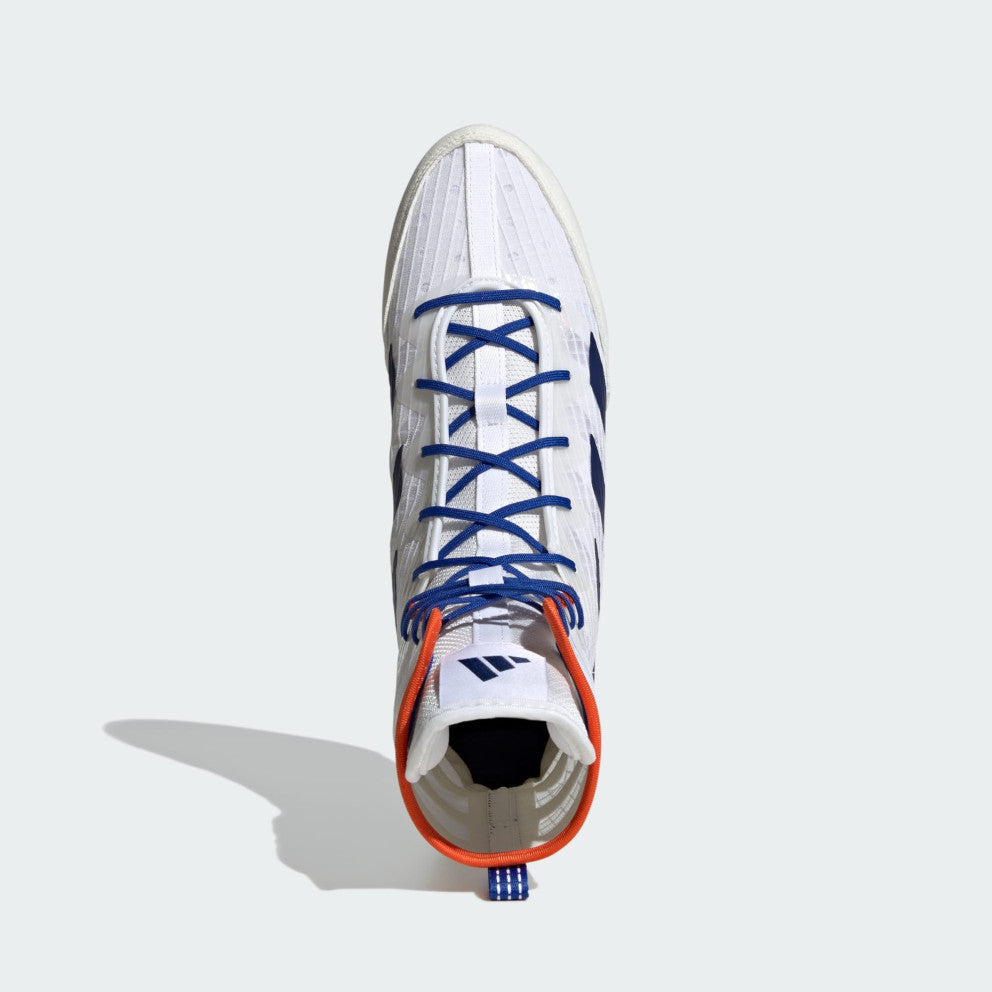 Adidas Box Hog 4 Boxing Boots - White/Dark Blue/Royal Blue