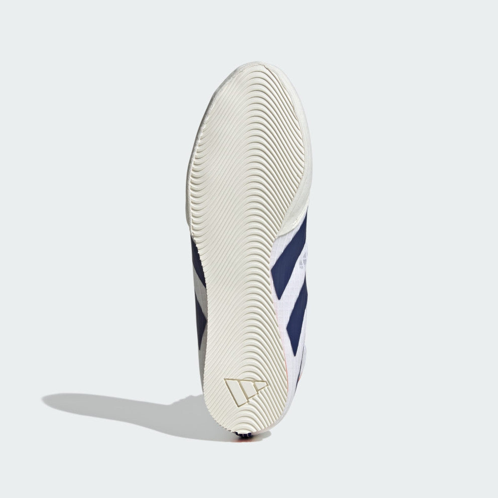 Adidas Box Hog 4 Boxing Boots - White/Dark Blue/Royal Blue