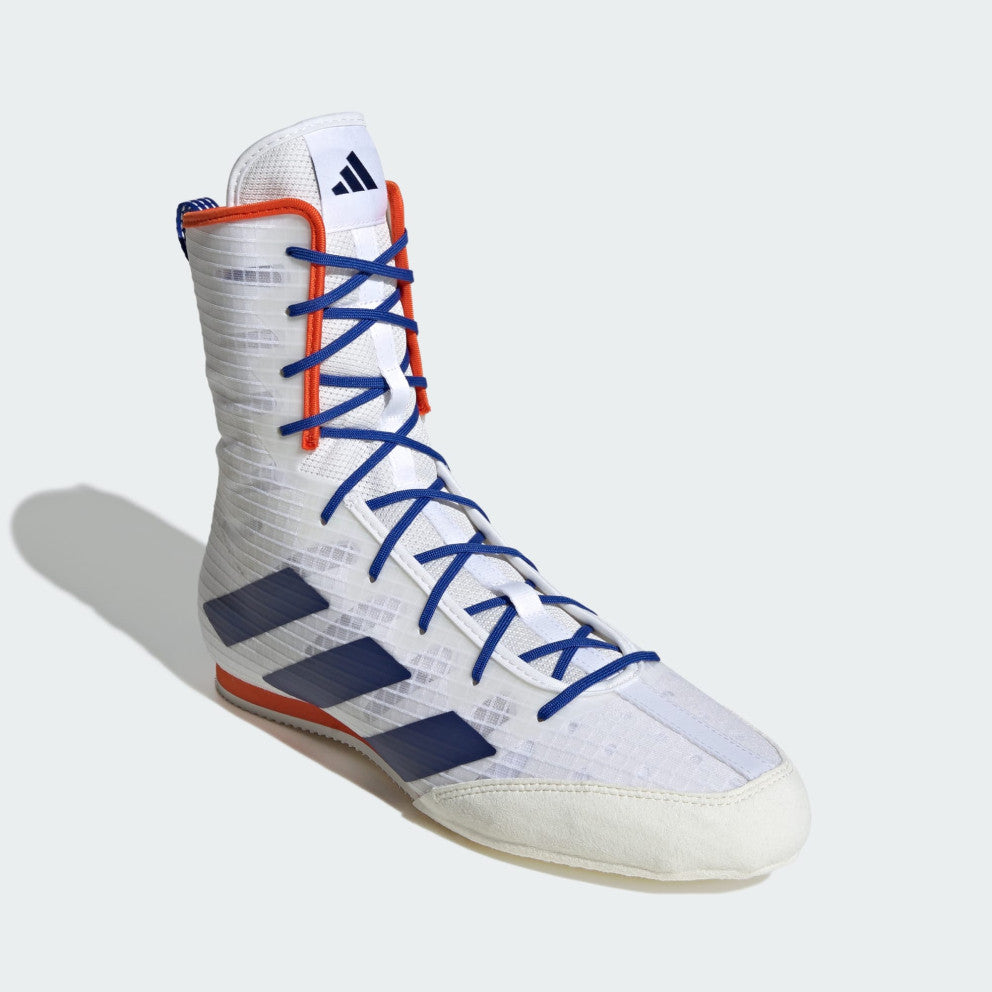 Adidas Box Hog 4 Boxing Boots - White/Dark Blue/Royal Blue