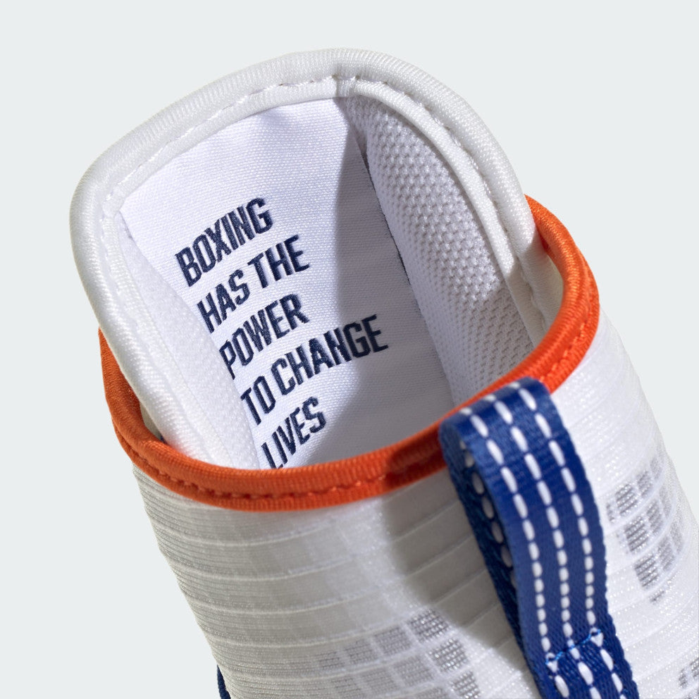 Adidas Box Hog 4 Boxing Boots - White/Dark Blue/Royal Blue