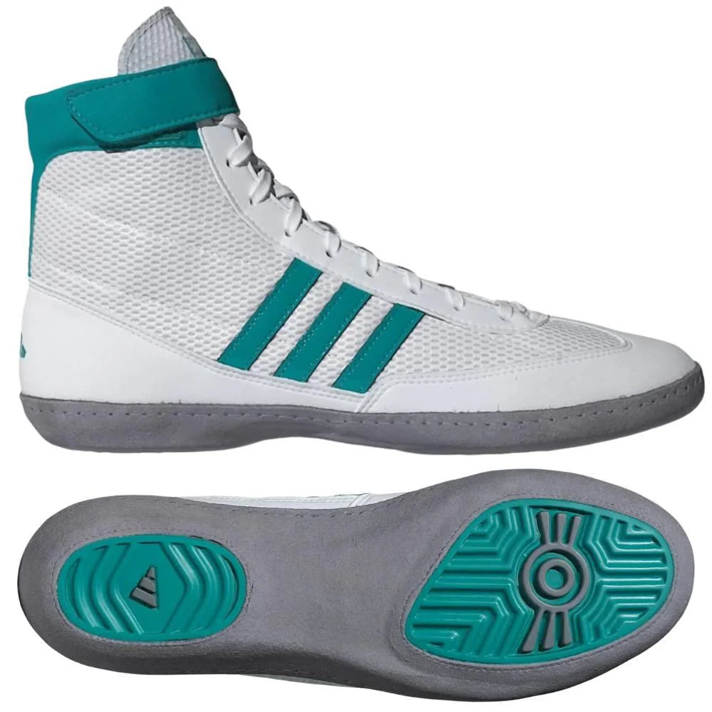 Adidas Combat Speed 4 Wrestling Boots - White/Teal/Grey