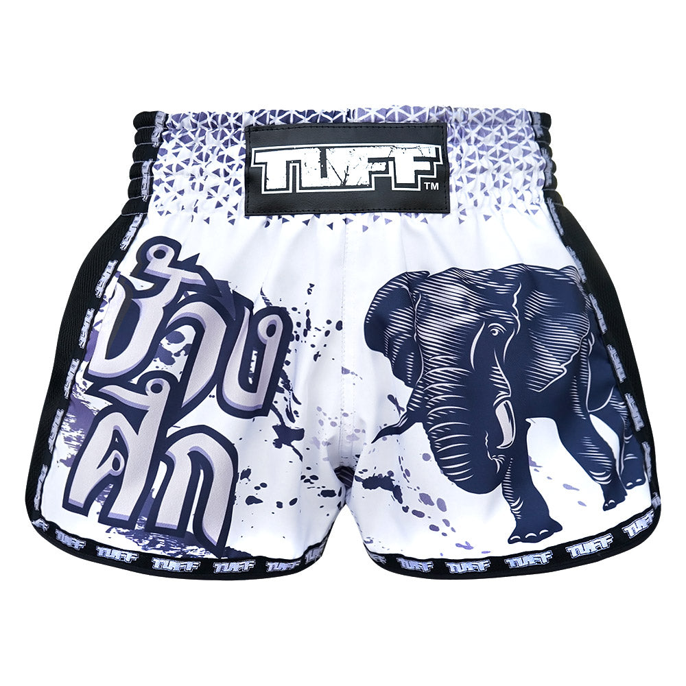TUFF Retro Style Shorts - White War Elephant TUFF