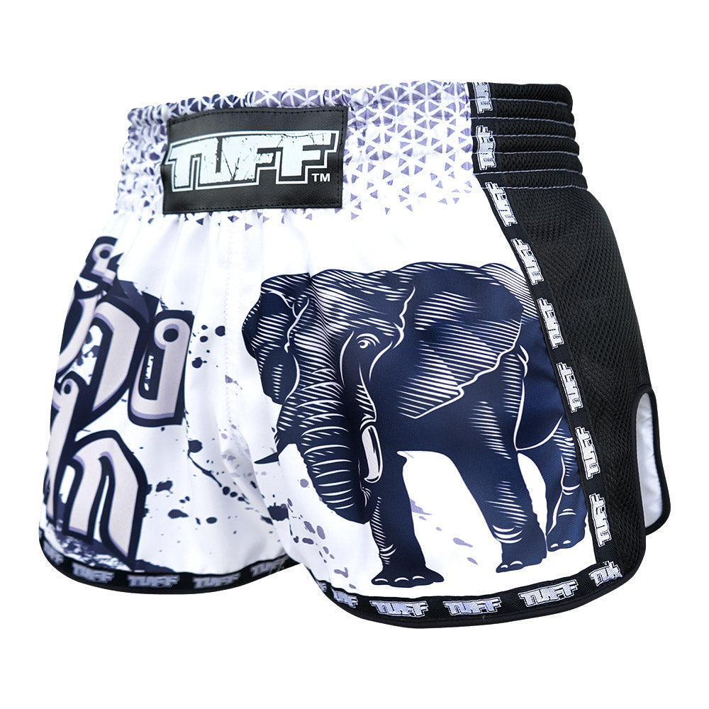 TUFF Retro Style Shorts - White War Elephant TUFF