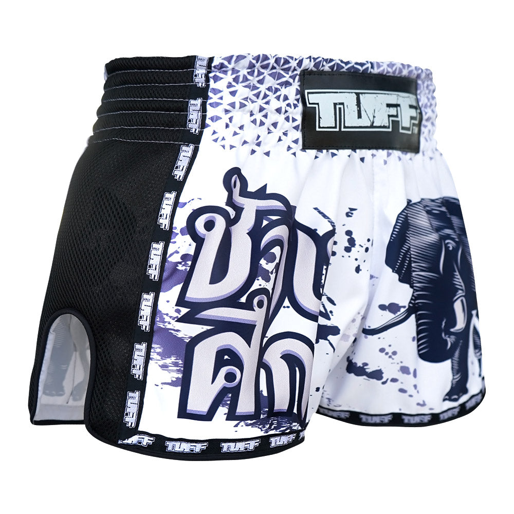 TUFF Retro Style Shorts - White War Elephant TUFF