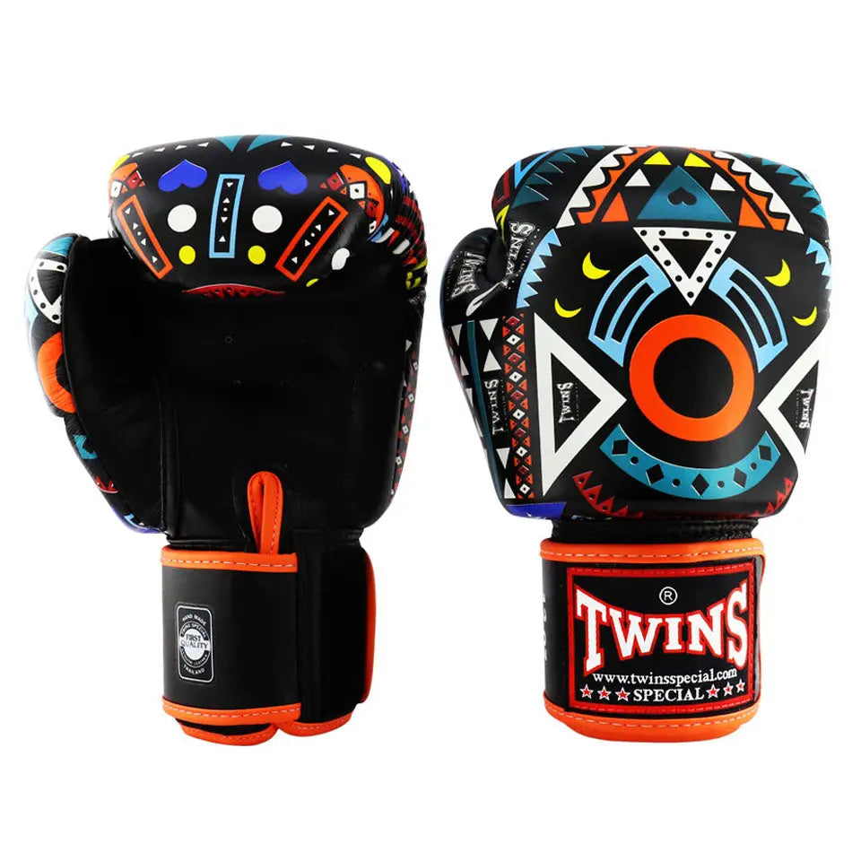 Twins Orange Aztec Boxing Gloves Twins Special