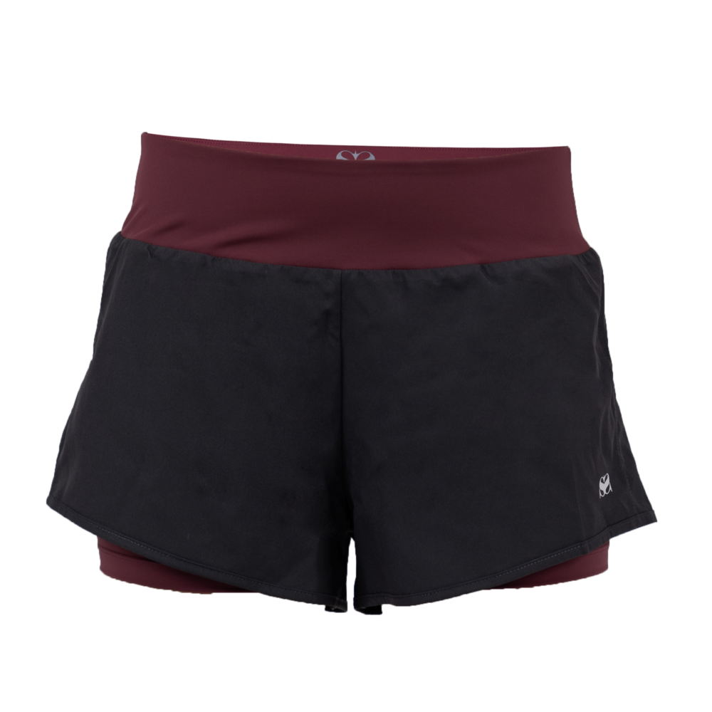 Scramble Hearts Combination Shorts - Grey/Burgundy