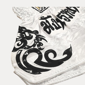 Fluory Silver Leaf Kids Muay Thai Shorts  Fight Co