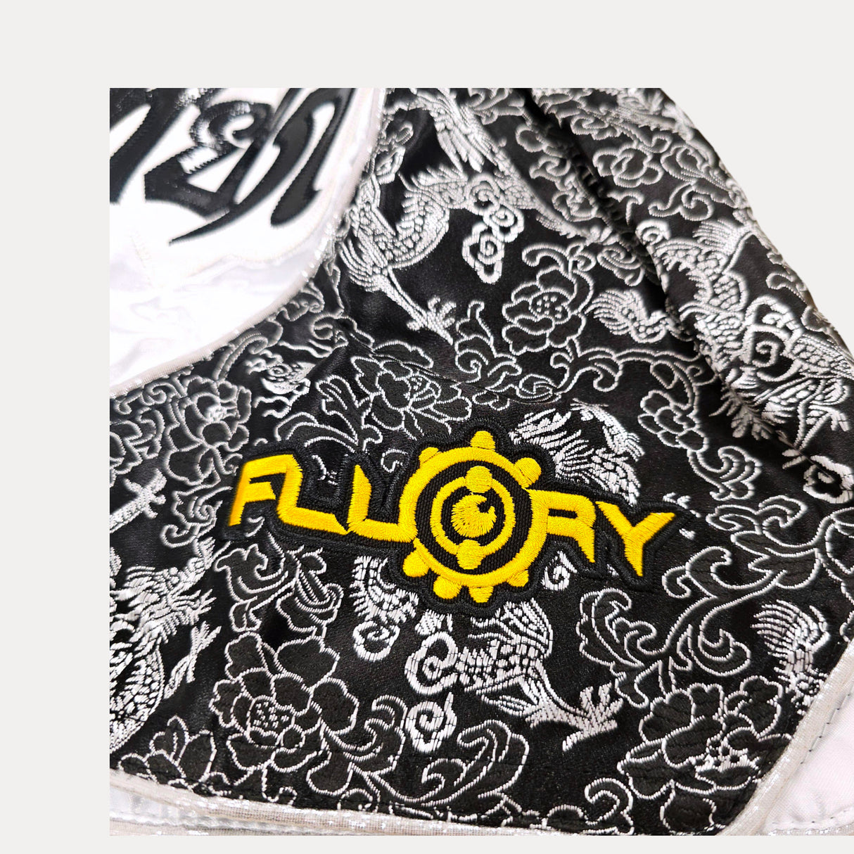 Fluory Silver Leaf Adult Muay Thai Shorts  Fight Co