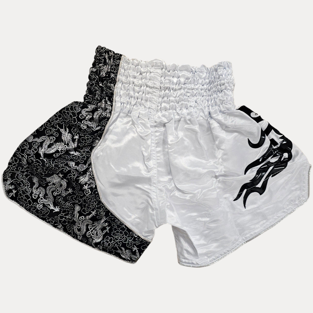 Fluory Silver Leaf Adult Muay Thai Shorts  Fight Co