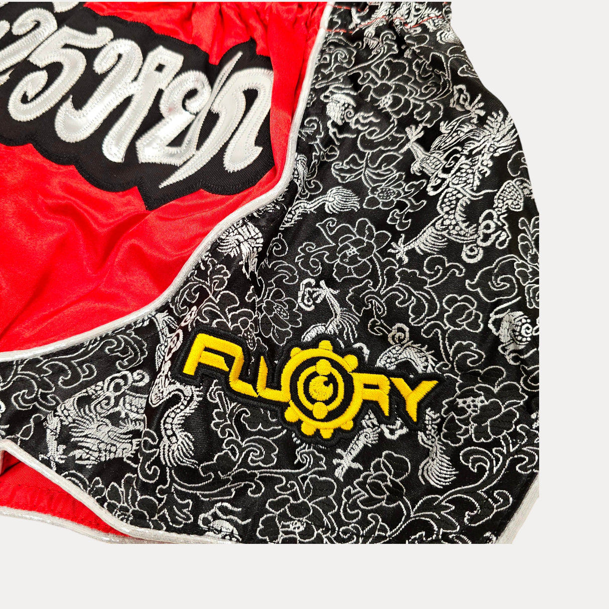 Fluory Silver Leaf Adult Muay Thai Shorts  Fight Co