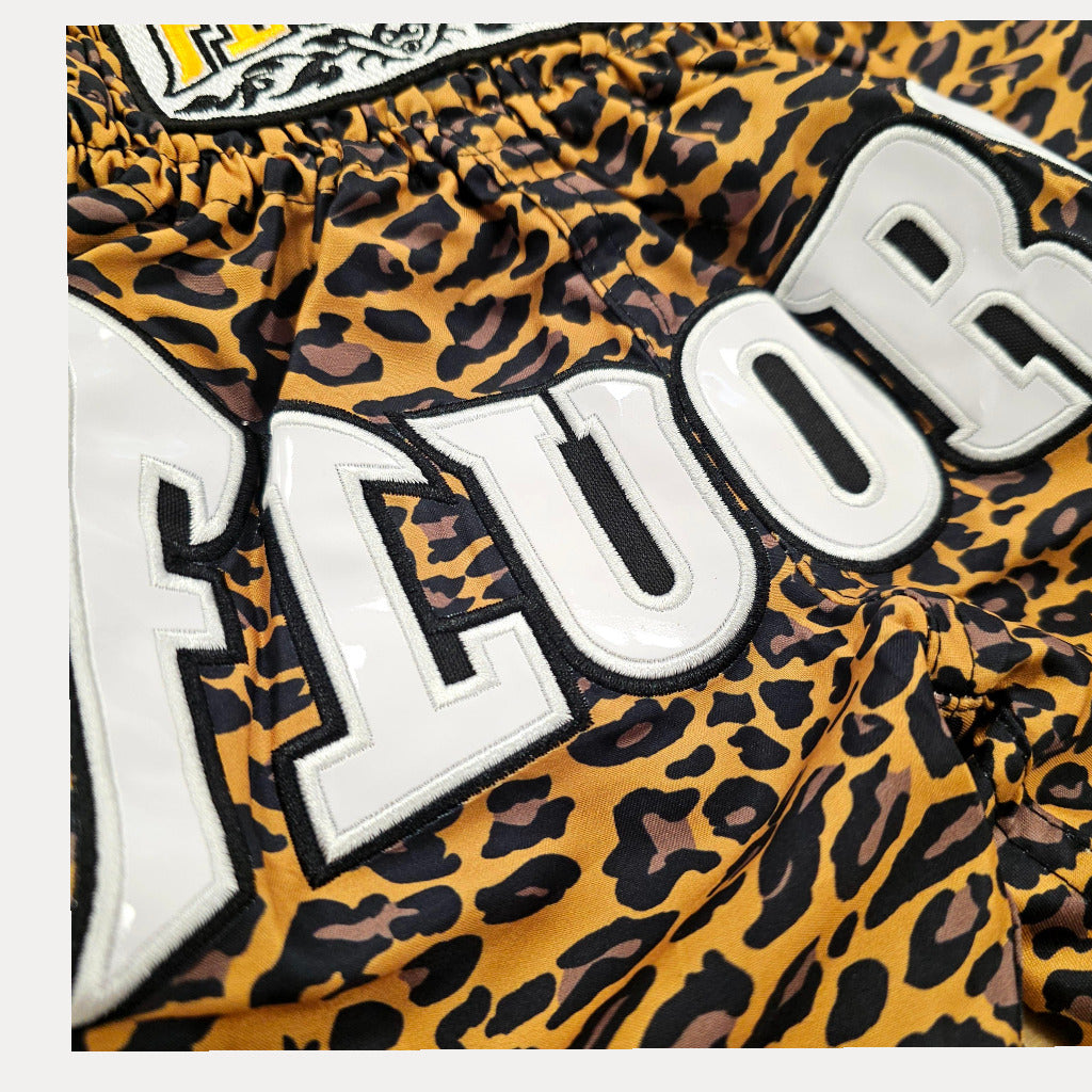 Fluory Leopard Adult Muay Thai Shorts  Fight Co