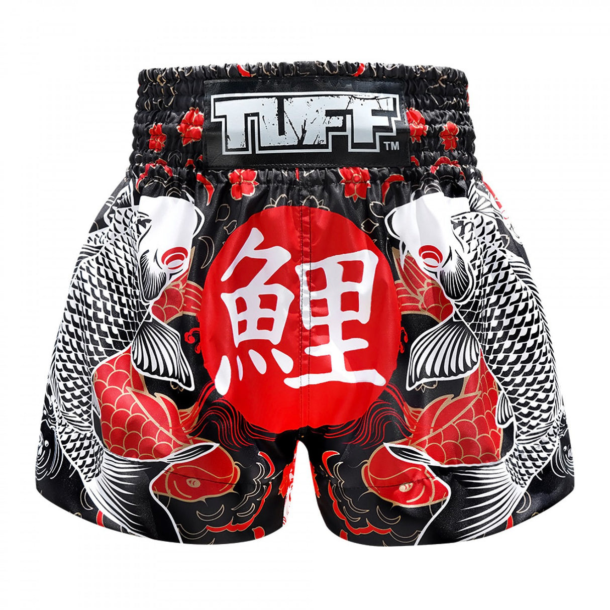 TUFF Muay Thai Shorts - Black Japanese Koi Fish