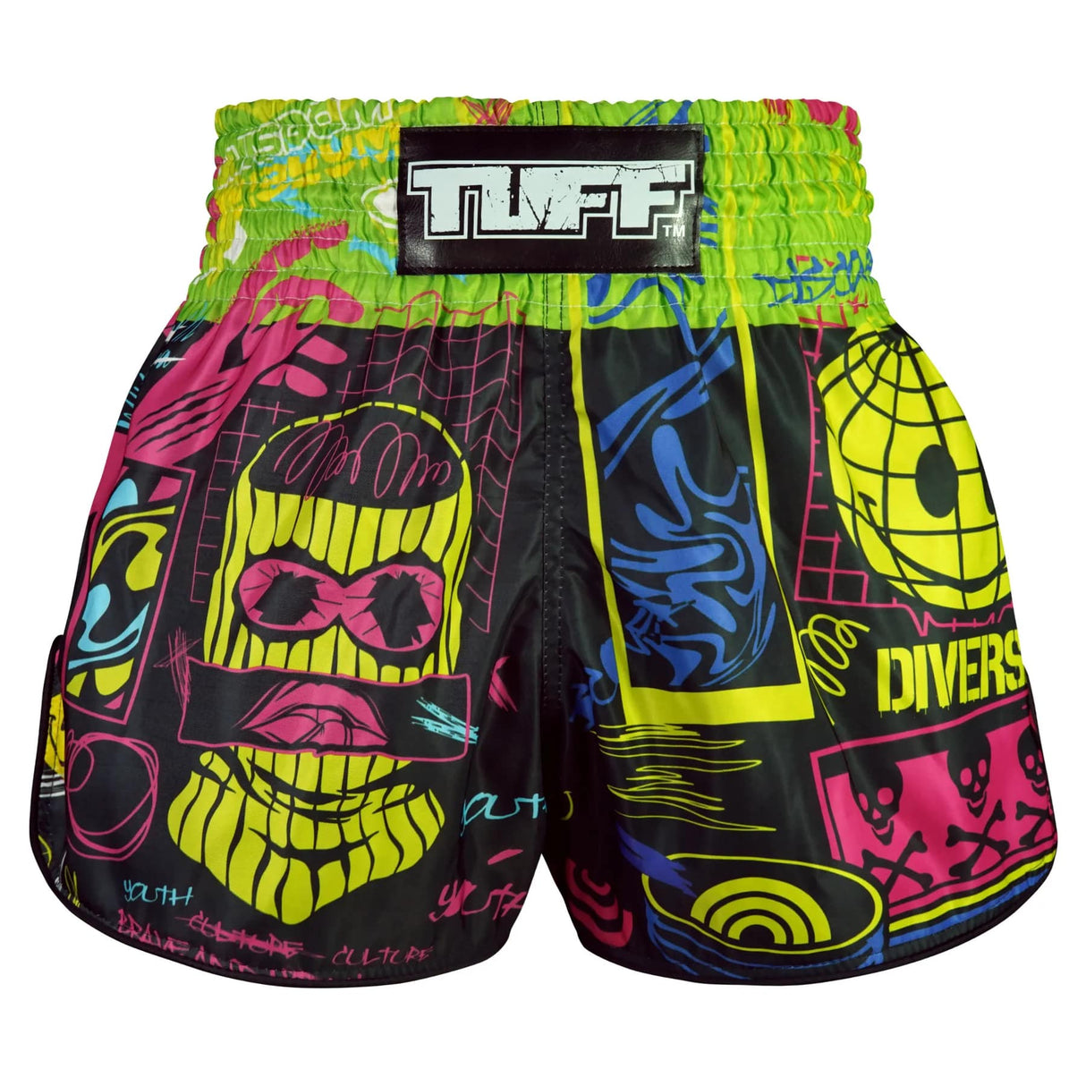 TUFF High Cut Retro Style Shorts - Neon Graffiti