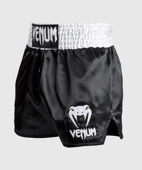 Venum Classic Muay Thaï Short - Black/White/White  Fight Co