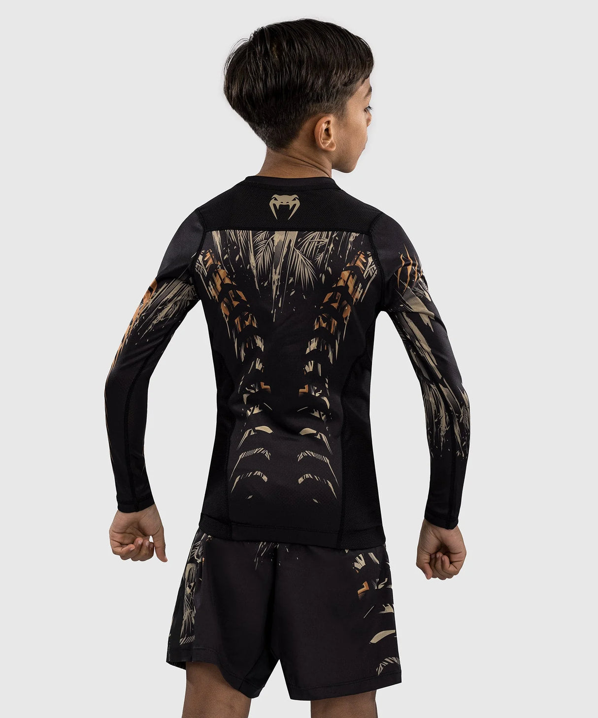 Venum Tiger Kids Long Sleeve Rash Guard - Black/Neon Orange