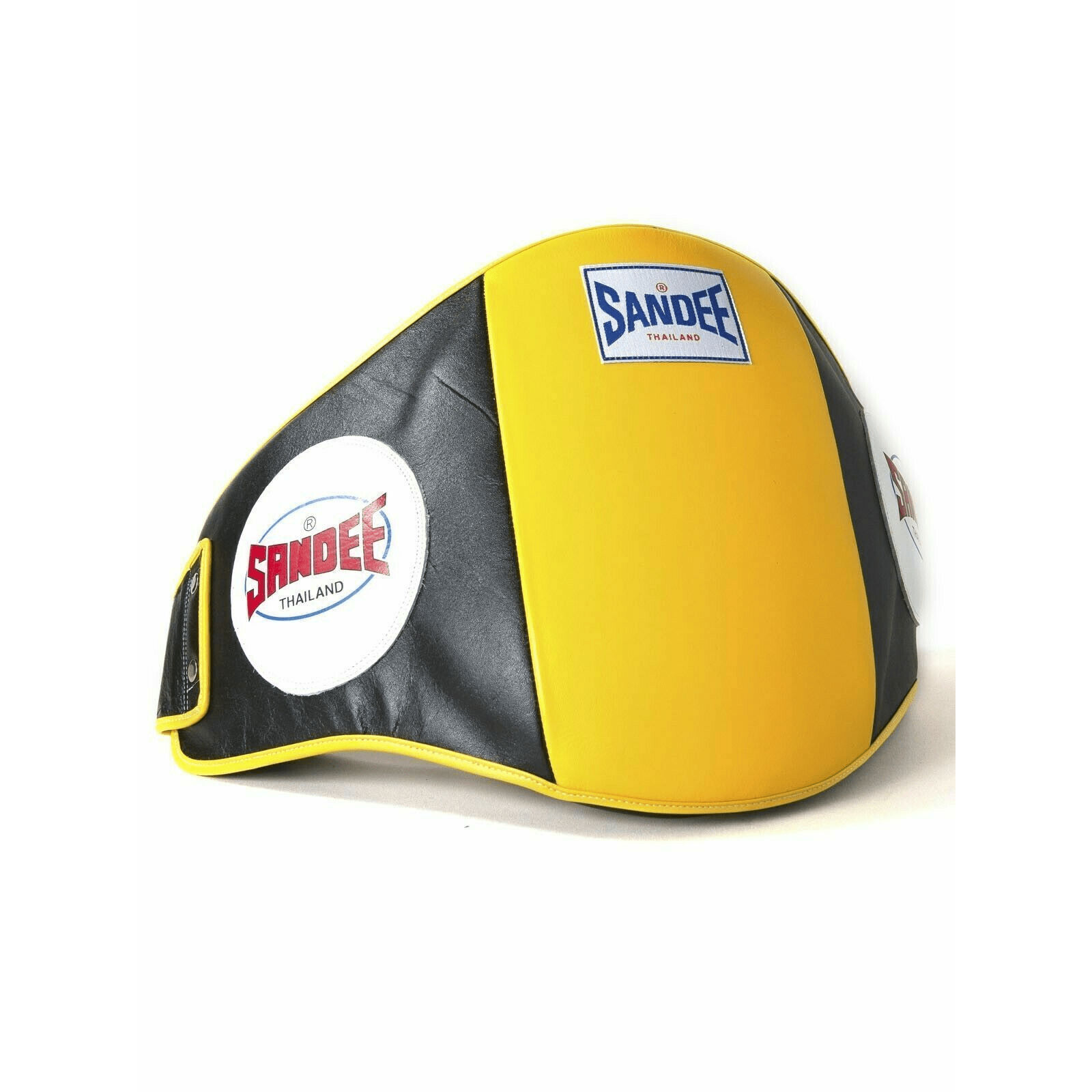 Sandee Muay Thai Boxing Belly Pad Black & Yellow Leather Training  Fight Co