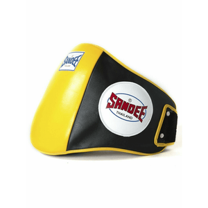 Sandee Muay Thai Boxing Belly Pad Black & Yellow Leather Training  Fight Co