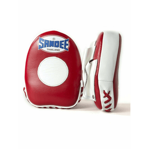 Sandee Muay Thai Boxing Mini Focus Mitts Leather Red & White  Fight Co